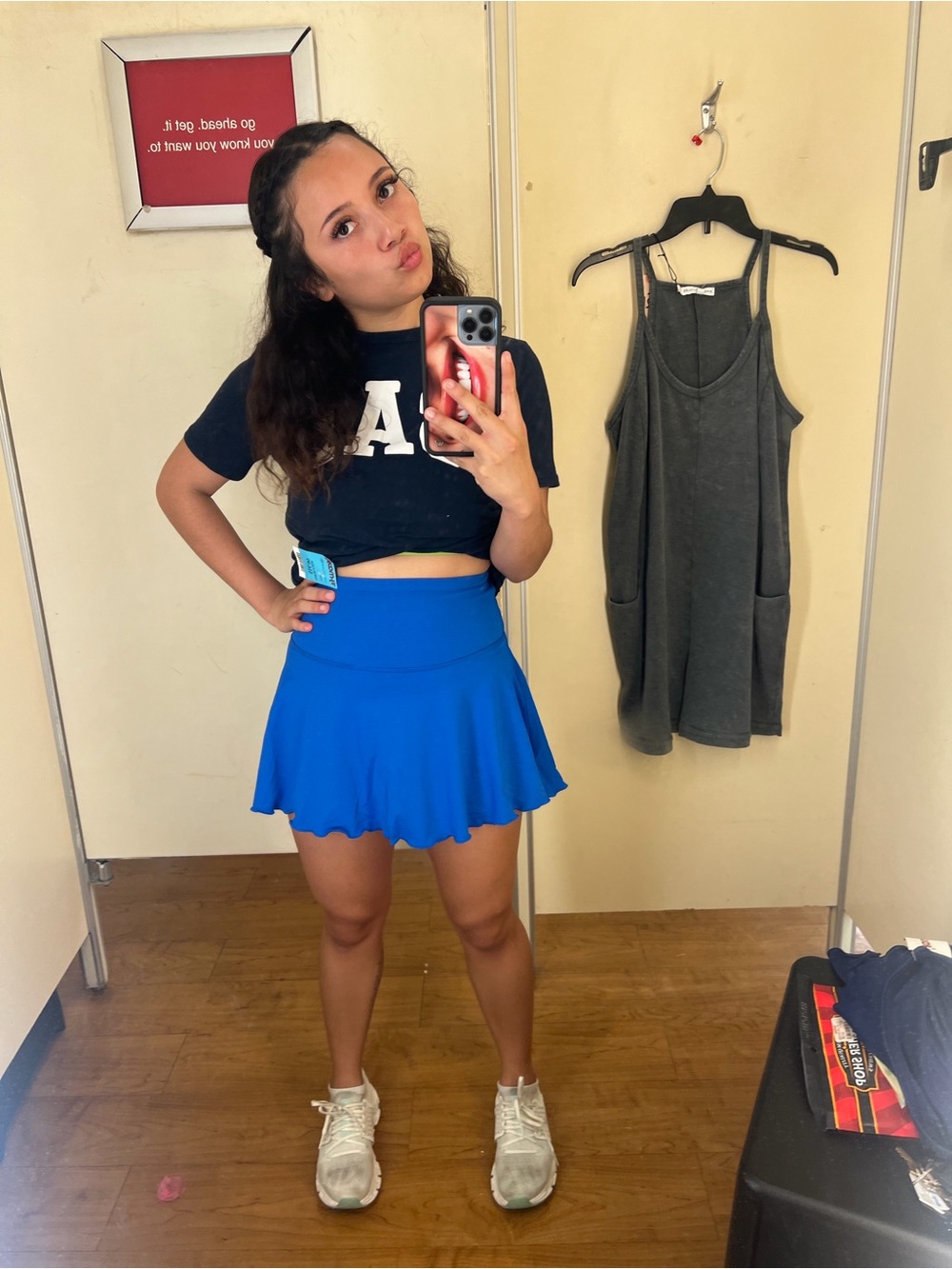 Blue High-Waist Flared Tennis Skirt - Unbranded
